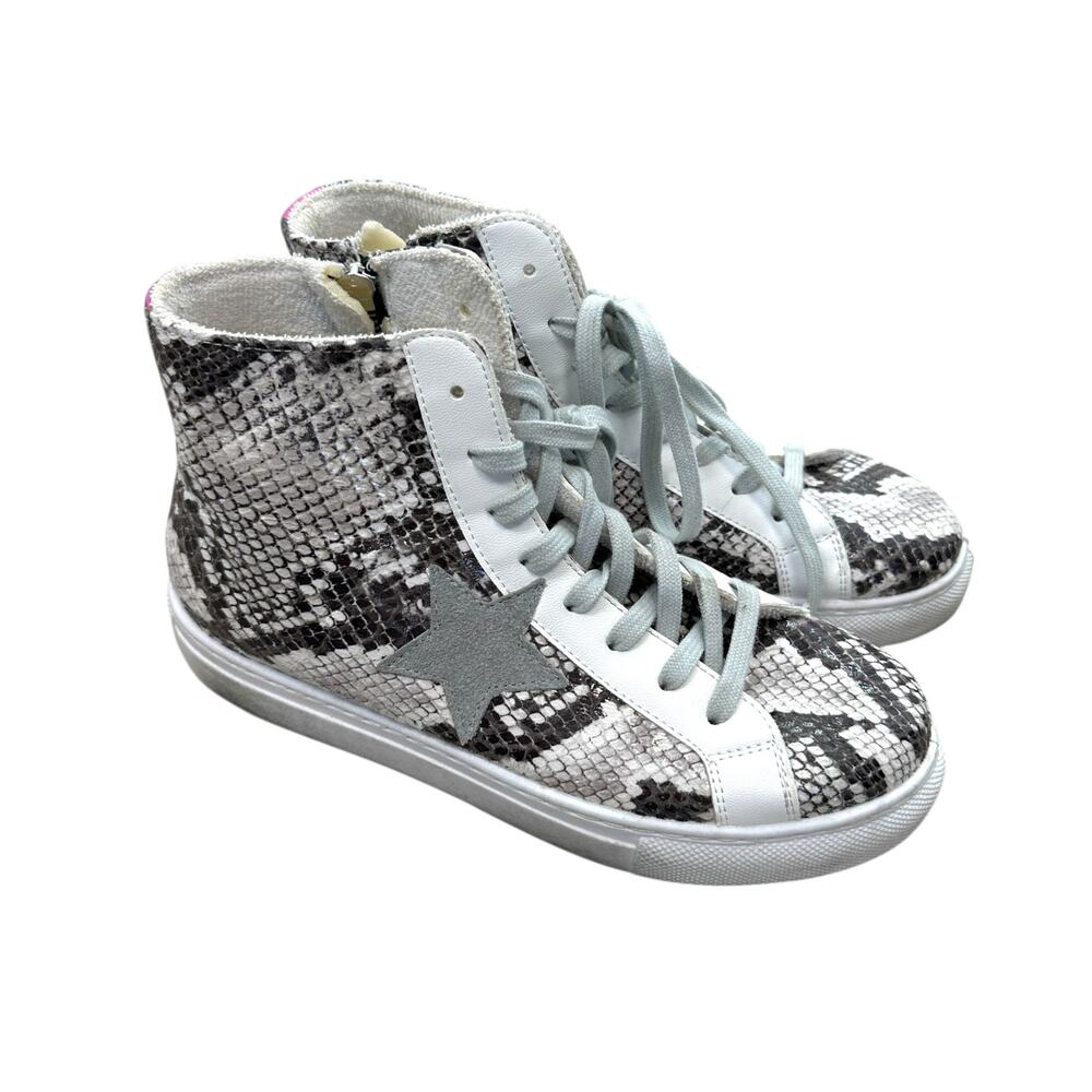 Steve Madden Jaren Snakeskin Star Lace High-Top Sneakers Women's Size 7